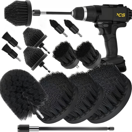 34561013pcs Black multipurpose cleaning brush set with extensions electric drill brush setsuitable for cars boats furniture kitchens bathrooms and more household cleaning sets excluding electric drills
