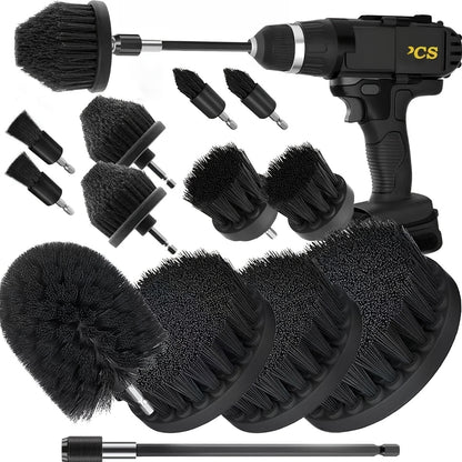 34561013pcs Black multipurpose cleaning brush set with extensions electric drill brush setsuitable for cars boats furniture kitchens bathrooms and more household cleaning sets excluding electric drills