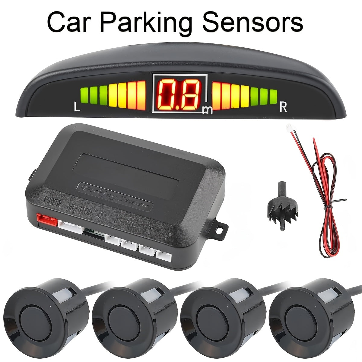 6pcs Car Parking Sensor Kit with LCD Display  Reverse Backup System Buzzer Alert