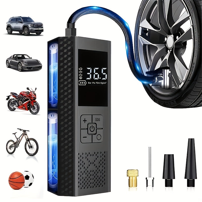 Portable Tire Inflator Air Compressor 150 PSI Car Tire Pump with Tire Pressure Gauge LED 3x Fast OneTouch Smart Cordless Tire Pump Suitable for Cars Motorcycles Bicycles Balls Etc