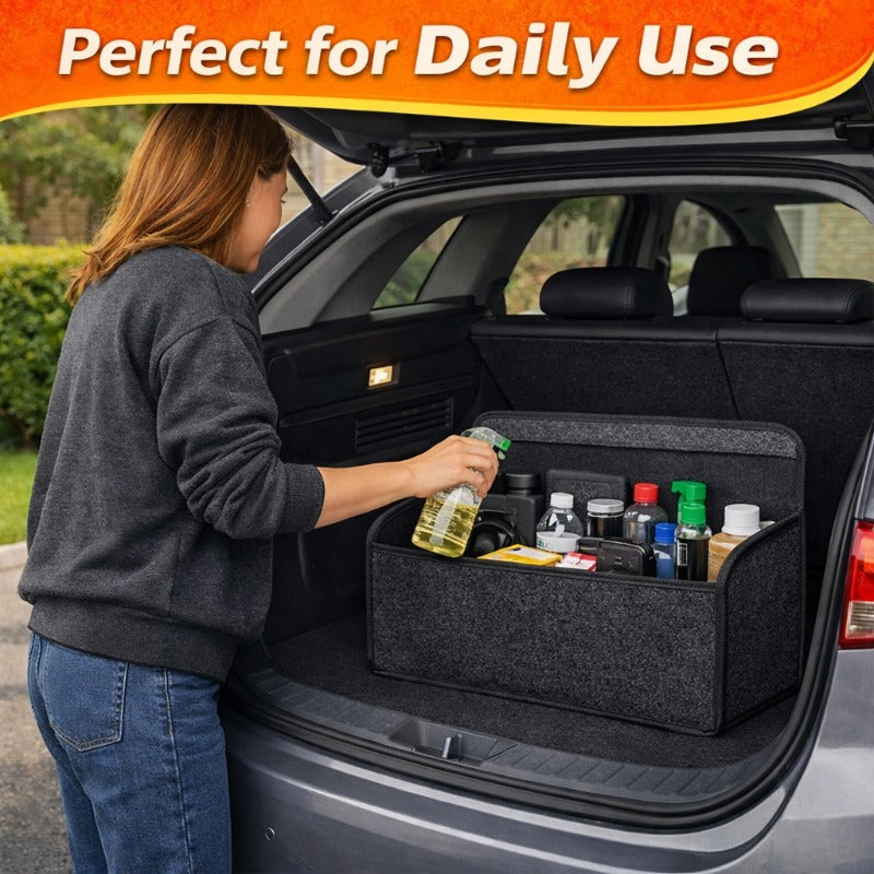 1pc Car Trunk Organizer Foldable Felt Storage Box Large Capacity Easy to Carry for SUV Sedan  Truck Protection for 10pcs Driving Scenarios