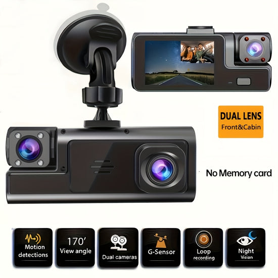 Dash Cam with Memory Card Included Optional Without Card Front Camera 1080P Rear Camera 720P