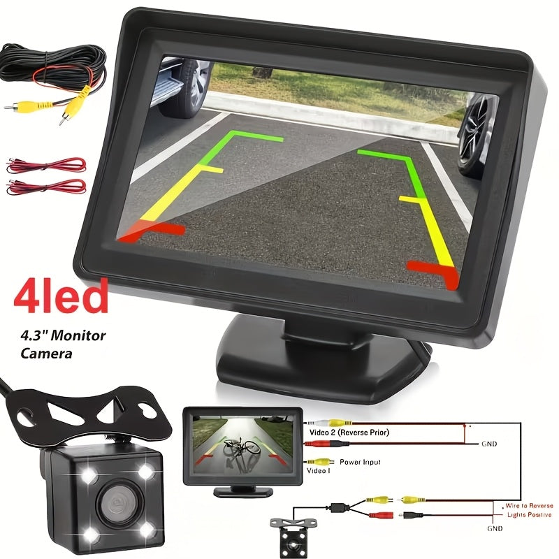 43Inch TFT LCD Color Screen Monitor for Parking Featuring a Rearview Camera with WideAngle Night Vision for Reversing at 12V Battery Not Included
