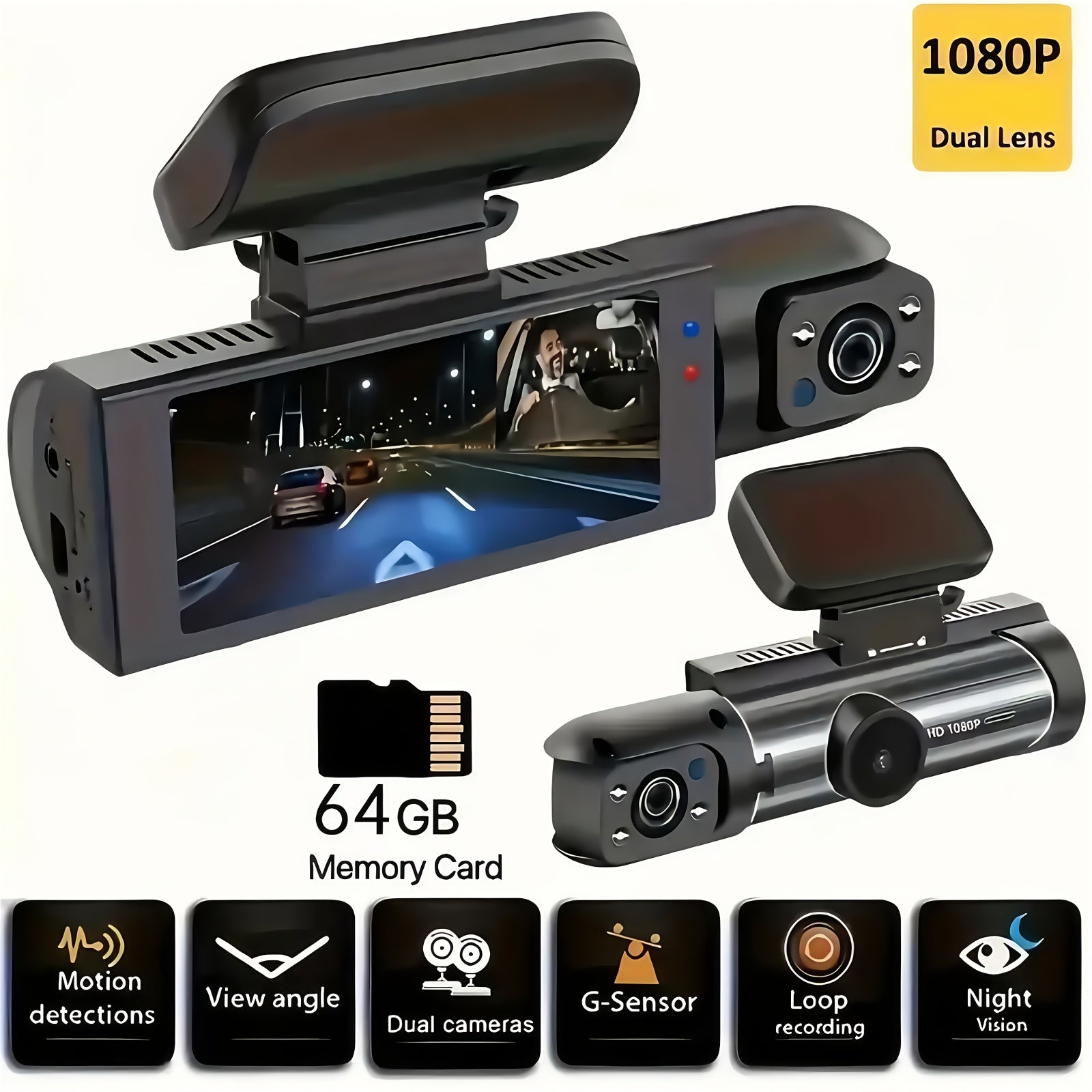 The Compact M8D8 Dash Cam Features DualSingle Cameras Records in 1080P Has Night Vision Capabilities Motion Detection And Loop Recording It Offers Options for 32GB And 64GB Storage Cards Comes in a Durable Plastic Casing for Easy Handling