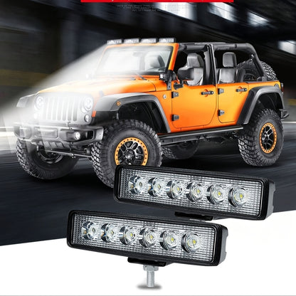 2pcs 6Inch 18W LED Work Lights Spotlight OffRoad LED Pods Fog Lights Driving Lamps with Adjustable Bracket Ultra Bright High Transmittance for Vehicles Without Battery